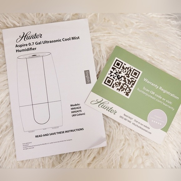 Hunter Aspire HHU475 Ultrasonic Cool Mist Humidifier 0.7 Gal Sage Green Black - Picture 8 of 9